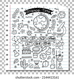 Doodle dibujado a mano para ilustrar iconos de la ciencia