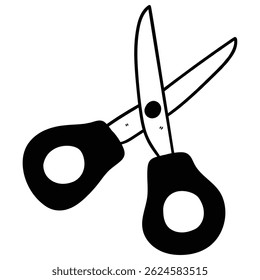 Tijeras de doodle dibujadas a mano aisladas sobre fondo blanco. Ilustración vectorial.