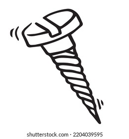 hand drawn doodle screw. vector illustration