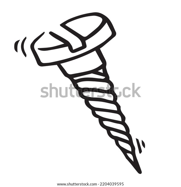 Hand Drawn Doodle Screw Vector Illustration Stock Vector (Royalty Free ...