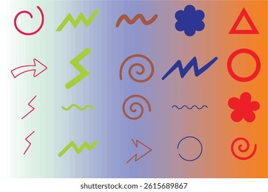 Hand drawn doodle Scribble design elements. Frame, heart, emphasis, Arrow, square, spiral, waves, brackets, crown, line, triangle, check mark sketches. Easy to change color, size or manipulate. EPS10