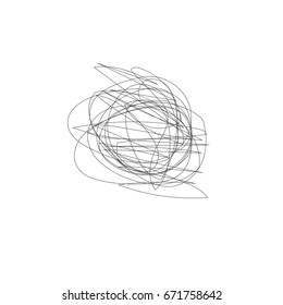 Hand drawn or doodle scribble line shapes with start and end. Vector illutration. Isolated scrawl sketches on white background
