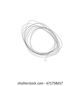 Hand drawn or doodle scribble line shapes with start and end. Vector illutration. Isolated scrawl sketches on white background