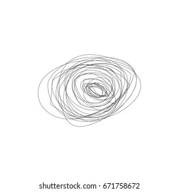 Hand drawn or doodle scribble line shapes with start and end. Vector illutration. Isolated scrawl sketches on white background
