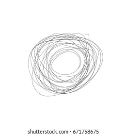 Hand drawn or doodle scribble line shapes with start and end. Vector illutration. Isolated scrawl sketches on white background