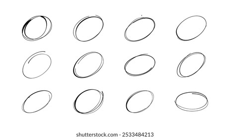 Hand Drawn Doodle Scribble Ovals