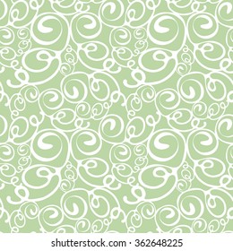 Hand drawn doodle scrolls seamless vector pattern. Art Deco style. Vintage textile collection. Green on black. Backgrounds & textures shop.
