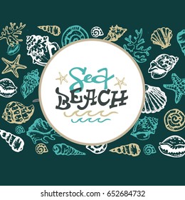 Hand drawn doodle sea pattern. Shell. Undersea.