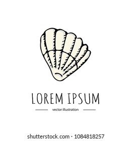 Hand drawn doodle sea Shell icon isolated on white background. Vector illustration Florida symbol USA cartoon ocean element Tropical beach vacation seashell Underwater life