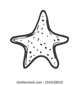 Hand drawn doodle sea star icon isolated on white background. Vector illustration Florida symbol USA cartoon ocean element Tropical beach vacation seashell Underwater life