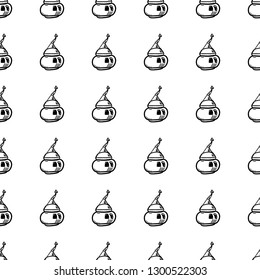 Hand drawn doodle seamless pattern oven icon. Black sketch. Sign symbol. Decoration element. Isolated on white background. Flat design. Vector illustration.