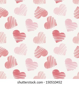 hand drawn doodle seamless pattern of hearts