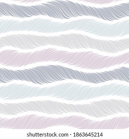 Hand drawn doodle seamless pattern with colorful hair lines and waves texture. Universal background.  