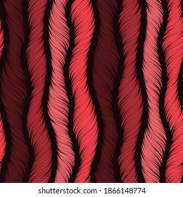 Hand drawn doodle seamless pattern with colorful hair lines and waves texture. Universal background.  