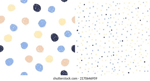 Hand drawn doodle seamless pattern with fun shapes. Pastel multicolour background. Vector