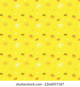 Dibujar a mano un patrón sin fisuras, contornos de marcadores, para bar, banner, menú, festival de cerveza o música, evento para jóvenes, actividades al aire libre, picnic. Vector amarillo y blanco. Ataques de pincel de mano libre
