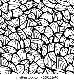 Hand drawn doodle seamless pattern or texture. Black and white wave pattern. Can be used for wallpaper, pattern fills, web page background, surface textures.