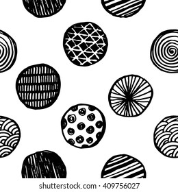 Hand drawn doodle seamless pattern. Vector illustration