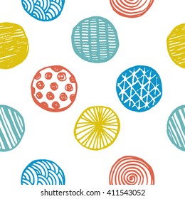 Hand drawn doodle seamless pattern. Vector illustration