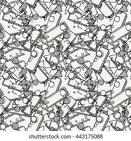 Hand drawn doodle seamless pattern. Vector geometric endless ornament.