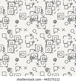 Hand drawn doodle seamless pattern. Vector geometric endless ornament.