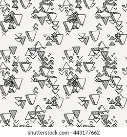 Hand drawn doodle seamless pattern. Vector geometric endless ornament.