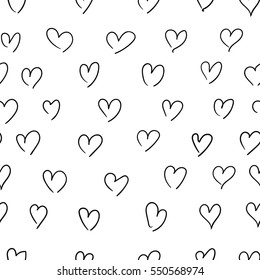 Hand drawn doodle seamless pattern with hearts