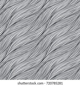 Hand drawn doodle seamless pattern with lines and waves. Universal neutral texture. Vector illustration