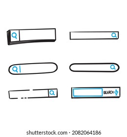 hand drawn doodle search bar illustration vector