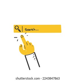 hand drawn doodle search bar button illustration vector