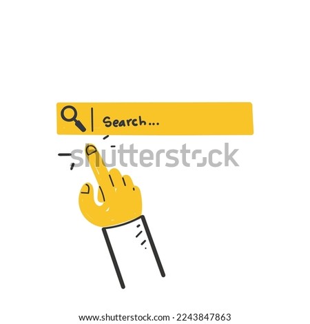 hand drawn doodle search bar button illustration vector
