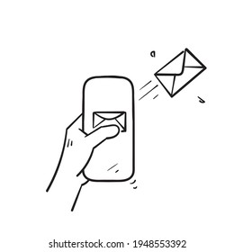 hand drawn doodle sending mail concept icon illustration