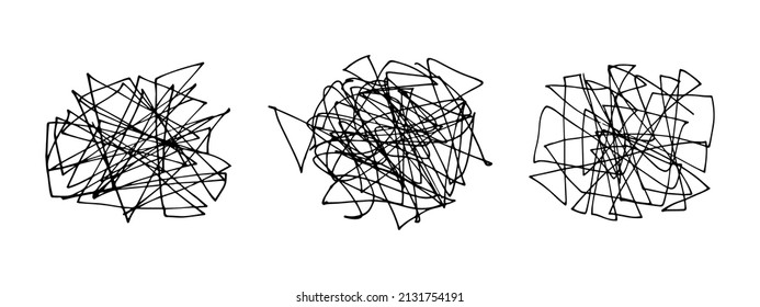 Hand drawn doodle set with abstract tangled scribbles. Vector random chaotic lines. Scribbles collection.