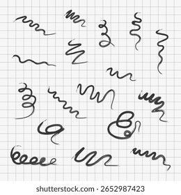 Hand drawn doodle set with abstract tangled scribbles. Vector illustration