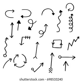 Hand drawn doodle set of Arrows