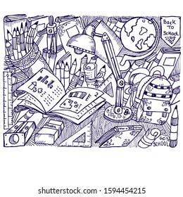 hand drawn doodle set, back to school
