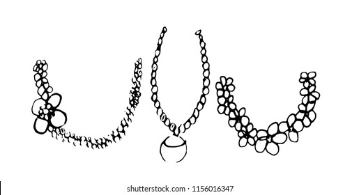 Hand drawn doodle set of beads.Perfect for invitation, greeting card, coloring book, textile print.