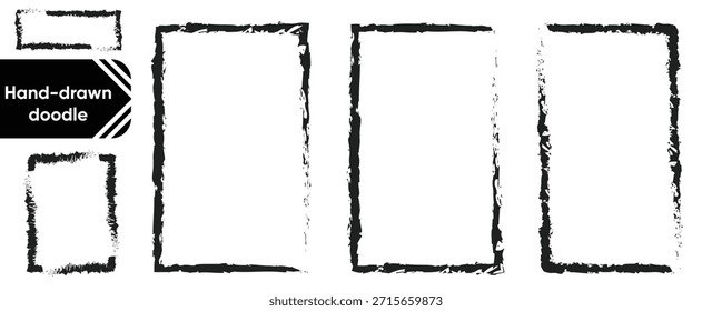 Handgezeichnetes Doodle Set Schwarze Farbe Stock Vektorgrafik und Illustration