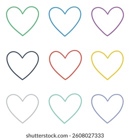 Hand drawn doodle set of colored hearts isolated on white background. Vector illustration.