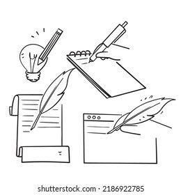 doodle dibujado a mano Conjunto de ilustraciones de copywriting Vector de ilustración relacionado