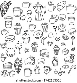 Hand Drawn Doodle Set Desserts Sweets Stock Vector (Royalty Free ...