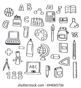 Hand drawn doodle set of Education.