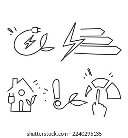 hand drawn doodle Set of Energy Saving Related illustration