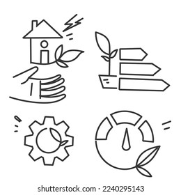 hand drawn doodle Set of Energy Saving Related illustration