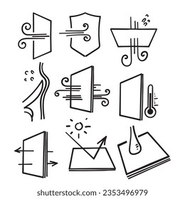 hand drawn doodle Set of Fabric Properties Related illustration