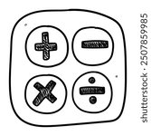 Hand drawn doodle set of math symbols isolated on a white background. Vector illustration.