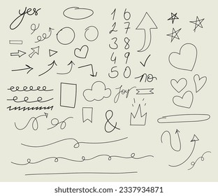 Hand drawn doodle set mini set