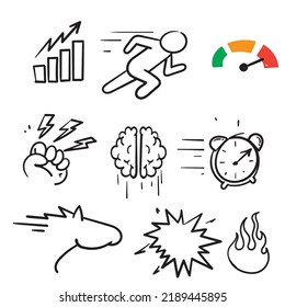 hand drawn doodle Set of Performance Related illustration vector isolated