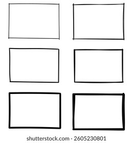 Hand drawn doodle set of rectangles isolated on white background. Vector illustration.