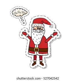 Hand drawn doodle set of Santa Claus icon. Vector illustration. Cartoon red hat Happy new year Santa Claus symbol Sketchy funny Merry Christmas element Traditional december holiday present decoration.